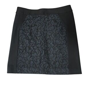 Loft Black‎ Lace Panel Pencil Skirt Cocktail Party Work Feminine Secretary S